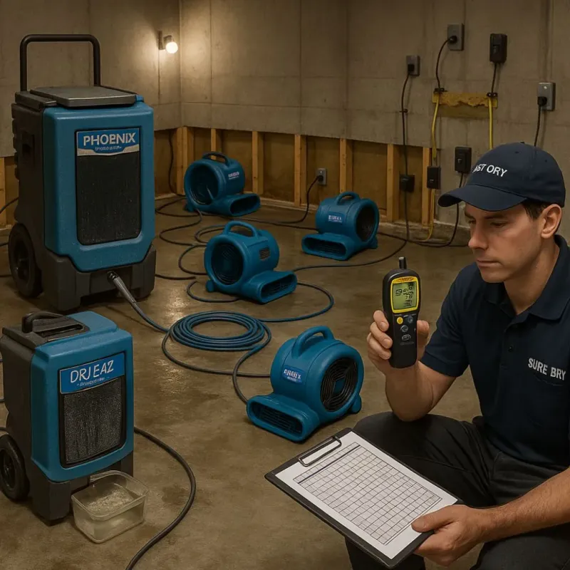 Structural Drying and Dehumidification process in Wilder, KY